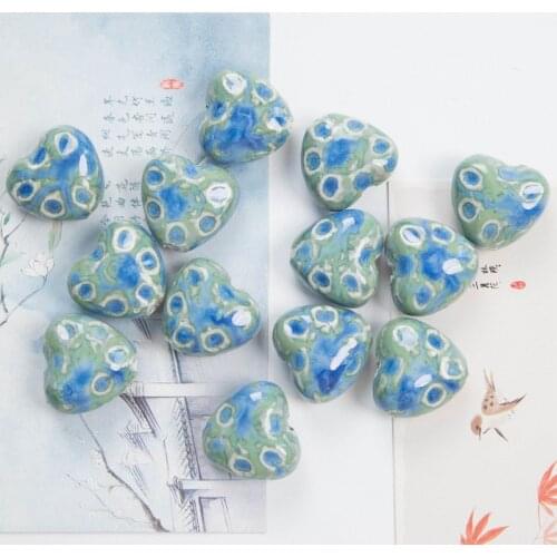5pcs 27x25mm Heart Ceramic Beads 3mm Hole Beads Handmade Loose Beads For Necklace Earring Bracelet Jewelry Accessories