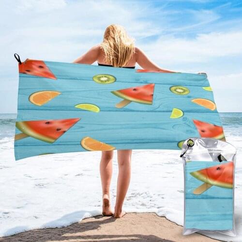Quick Drying Pocket Towel Summer Fruits Realistic Style Portable Water Absorbent Towel No Pilling Sports Bath Towel