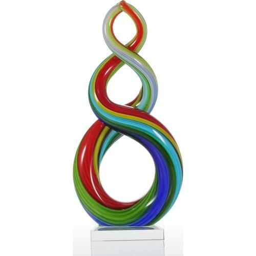 Colorful Ribbon Glass Sculpture Handicraft Home Decor Gift Craft Abstract Ornament