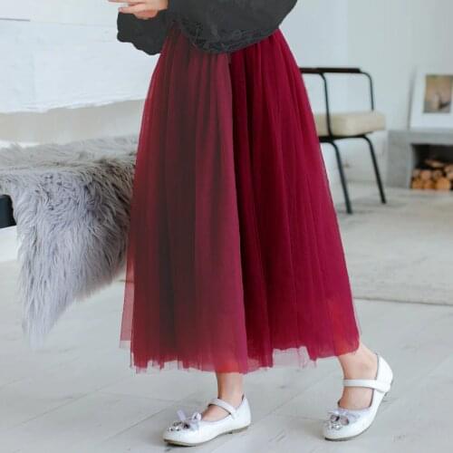 Children Skirt 2021 Spring Summer New Baby Girls Mesh Skirt All-match Solid Color All Seasons Kids Skirt 8 Color 10 12 13 Years