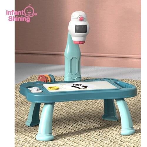 Infant Shining Childrens Drawing Toys Skateboard Table Toys Educational Projection Brain Development Toys Holiday Gift For Kids