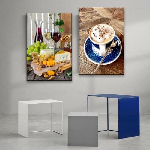 Nordic Style Home Decor Canvas Modern HD Dinner Party Food Coffee Painting Pictures Wall Art Printed Modular For Kitchen Posters