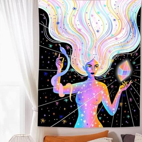 Indian Moon Phase Girl Mandala Tapestry Wall Hanging Boho Decor Macrame Hippie Witchcraft Tapestry Bedroom Wall Decoration Mural