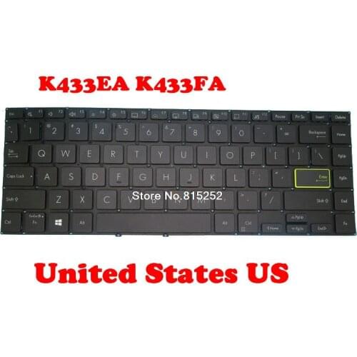 Laptop Keyboard For ASUS K433EA K433FA Without Frame Black United States US NO Backlit Film