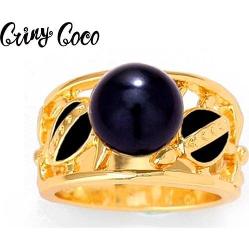 Cring Coco Hawaii Rings for Women Fashion Gold Color Pearl Jewelry Trendy Polynesian Imitation Style Sea Turtle Finger Ring Hot