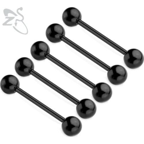 1 Pc Cheap Tongue Rings Black Stainless Steel Tongue Piercing Jewelry 14G Punk Fashion Helix Tragus Piercing Barbells Earrings