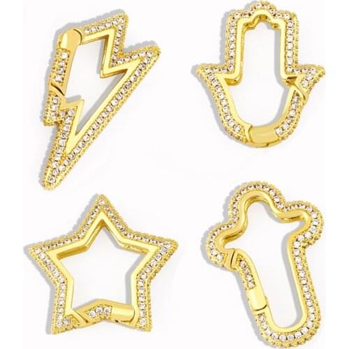 OCESRIO White DIY Pendant Zirconium Hand And Cross Clasp Decoration For Mesh Chains Gothic Jewelry Making Supplies cspa008