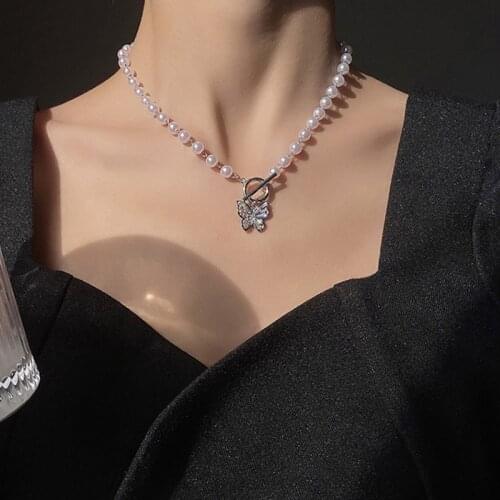 Trendy Butterfly Necklace Female Personality Clavicle Chain Necklace for Girl Heart Double-layer Pendant Necklaces Dropshipping