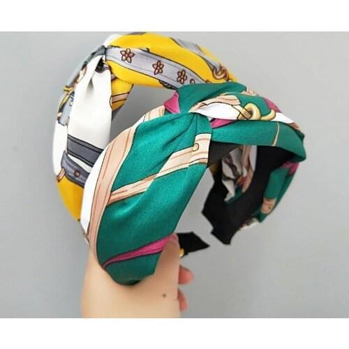 Woman Boho Cross Headband Printed Bezel Bowknot Hairband Summer Turban Women Hair Accessories Korean Style Haarband Ornaments