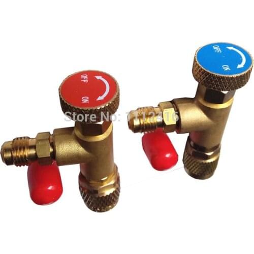 R410 R22 Refrigeration Charging Safety Adapter Ball Valve 1/4" M to 5/16" F