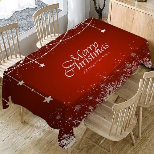 Merry Christmas Tablecloth Waterproof Oilproof Rectangular Table Cloth Hotel Restaurant Family Holiday Party Tablecloth