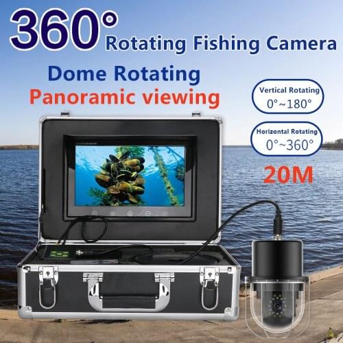 9 Inch 20m/50M/100M FishingCamera Finder IP68 Waterproof 20 LEDs 360 Degree Rotating Dome Rotating Panoramic viewing Camera