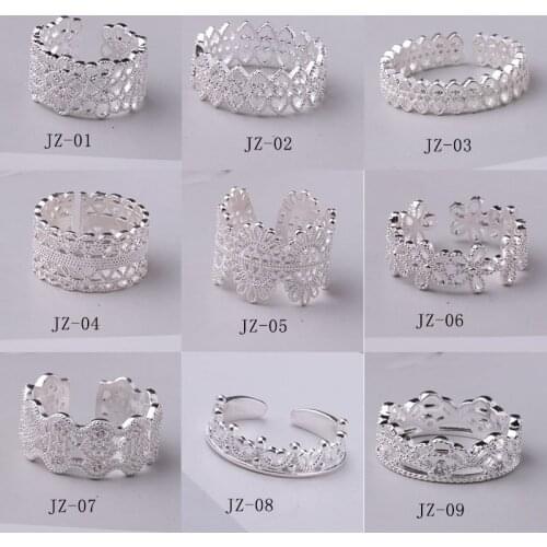 S925 Silver Finger Rings For Women Personality Lace Mesh Wedding Ring Anillos Mujer Bague Femme Korea Engagement Jewelry Gifts