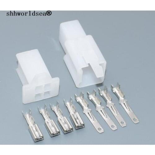Shhworldsea 10/50/100sets Motorcycle Car ATV Scooter Boat Male Female 4P 4Way Connectors 2.8mm Terminal
