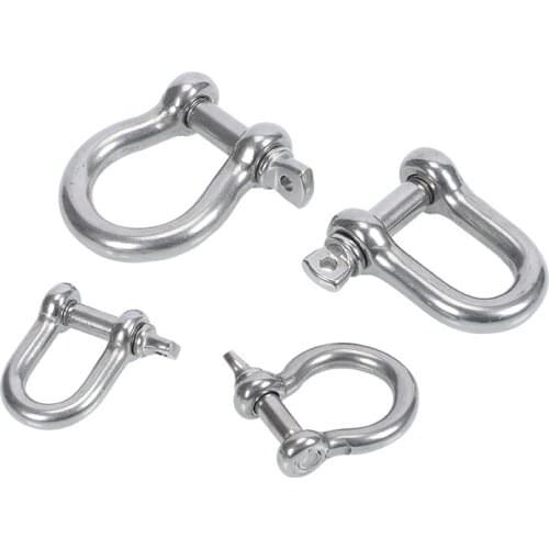5pcs 304Stainless Steel D-type Shackle M4 M5 M6 M8 M10 M12 M14 M16 Straight D Shackle Short Breaking Hooks Boat Rigging Hardware