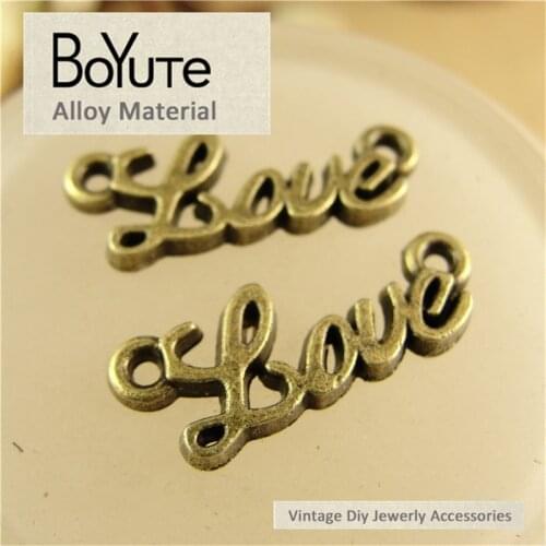 BoYuTe (100 Pieces/Lot) 9*20MM Vintage Style Antique Bronze Plated Love Connectors for Jewelry Making Wholesale