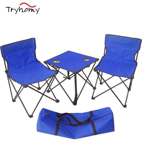 Foldable Camping chairs Fishing Chair 2PCS Table 1 set Outdoor Furnitures Suits Folding Table And Chairs Home Travel Picnic BBQ