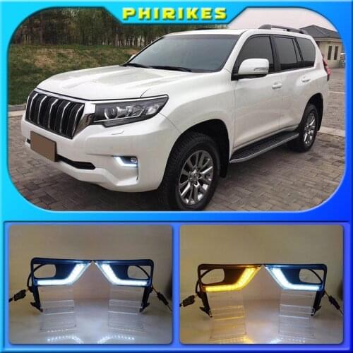 2PCS LED Daytime Running Light For Toyota Land Cruiser Prado 2018 Car Accessories Waterproof 12V DRL Fog Lamp Decoration