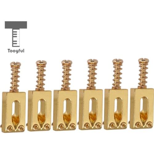 Tooyful 6 Pieces Guitar Tremolo Bridge Locked String Saddles for Electric Guitar Replacement Parts Gold