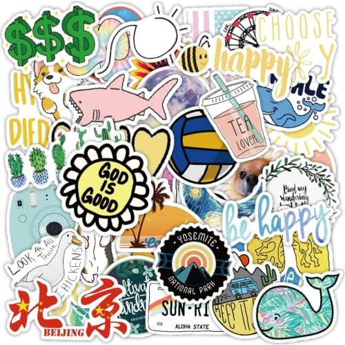 VANMAXX 50 PCS Cute VSCO Stickers Vinyl Waterproof Stickers for Girls Teens Adults Luggage Laptop Bike Skateboard Supplies