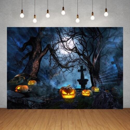 Halloween Evening Evil Pumpkins Vinyl Photography Backdrops for Photo Studio Photographic Backgrounds Baby Children Photocall