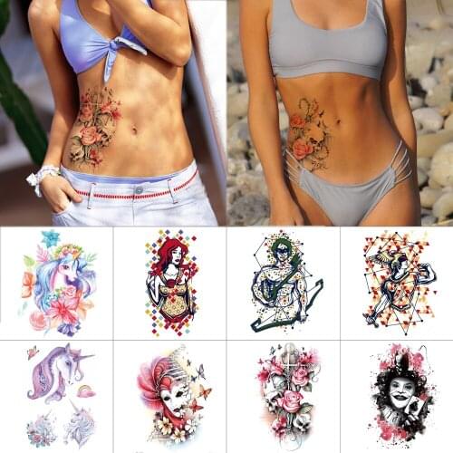 1 piece Temporary tattoo stickers unicorn Skull Waterproof tattoo 25 designs Constellation Scorpio sagittarius watercolor tattoo