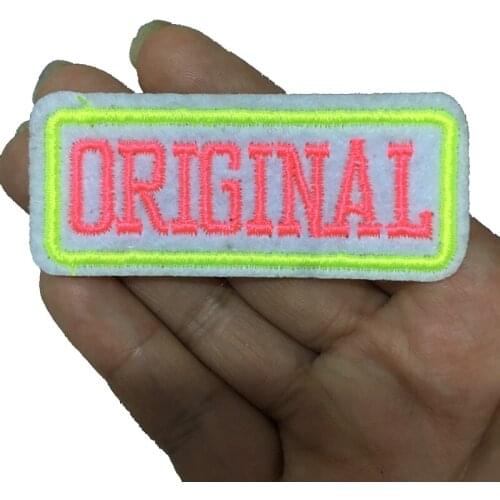 10 PCS Pink and Neon Green ORIGINAL Embroidered Iron on Patches for Clothes Small Letters Embroidery Applique Badge Sewing DIY