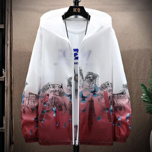 Women Basic Jackets Summer 2021 Print Colorful Oversize Print Thin Windbreaker Women Hooded Jacket Coat Zipper Woman Veste Femme