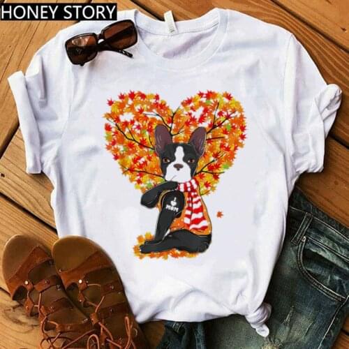 Women Hararuku Mama T-shirt Boston Terrier I Love Mom T-shirt Vogue Leopard Bandana T Shirt Female Summer Short Sleeve Tshirt
