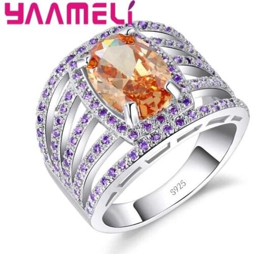 Grace Lady Band Rings Real 925 Sterling Silver Oval Cubic Zircon Stone Bague Women Wedding Engagement Party Gift Jewelry