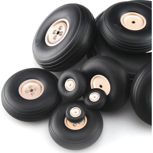 1 Pair 1''/2''/3''/4''/5'' PU Wheel With Gold Aluminum Hub RC Model Tires