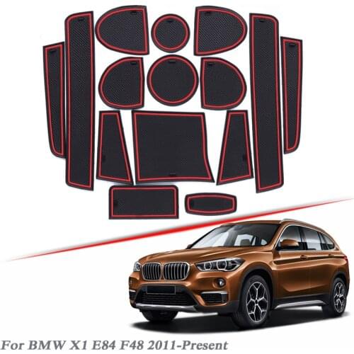 15pcs Car Styling For BMW X1 E84 F48 2011-Present Latex Gate slot pad Interior Door Groove Mat Non-slip dust Mat Auto Accessory
