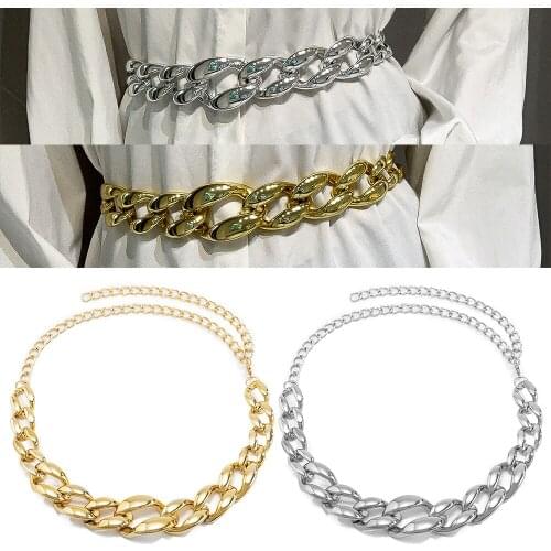 2021 Punk Cuban Waist Chain Fashion Metal Adjustable Waist Link for Sexy Body Belly Belt Chunky Female Trendy Body Jewelry