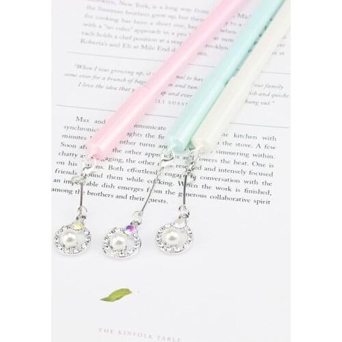 40PCS Pearl and Diamond Pendant Pendant Gel Pen Students Creativity 0.5MM Needle Black Ink Pen Office Stationery