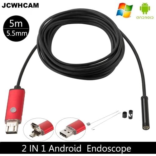 5.5mm Android USB Endoscope Camera 1/2/5/10M Flexible Snake Tube Inspection SmartPhone Android Phone OTG USB Borescope Camera