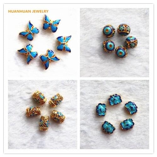 5pcs/Bag Grace Butterfly Various Shapes Cloisonne Accessories Women Bracelets Necklace Jewelry Making Spacers Beads Diy Findings