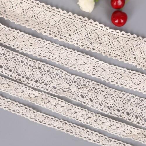 10-60mm 5yards/lot Ivory Cotton Lace Trims DIY Hometexile Clothes Decoration Edge Wrapping Cotton Ribbon Tape Cotton Material