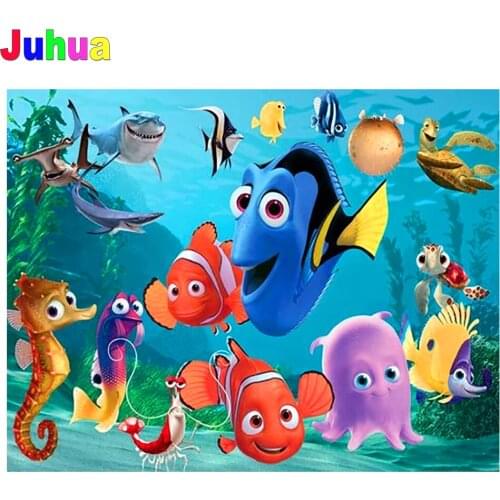 5D DIY Full Square/round Diamond Painting Cartoon fish Embroidery Cross Stitch Rhinestone Mosaic Home Decor