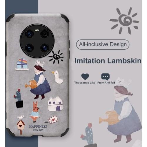 ASINA Imitation Lambskin Case For Huawei Mate 40 30 20 Pro Shockproof Cute Cover Capa For Huawei Honor 30 20 10 9x 9a Retro