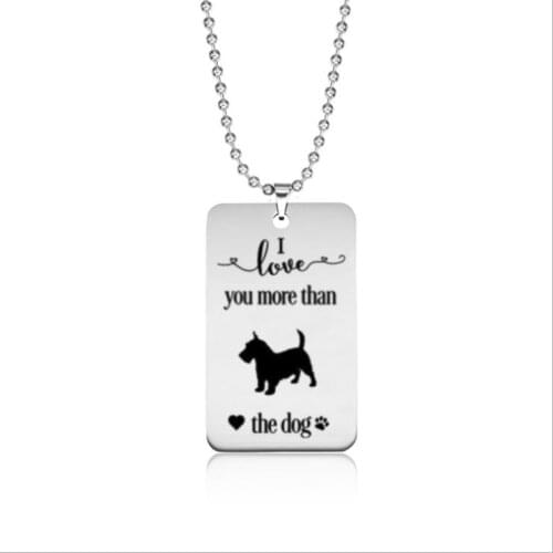 Stainless steel love tag I love you more than the dog Scottish Terrier necklace---2 styles free choice---Drop shipping