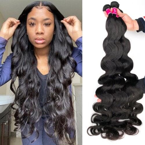 Brazilian Hair Weave Human Hair Bundles Weave 1/3/4 Body Wave Bundles 28 30 32 34 38 Inch Remy Virgin Hair Extensions Missblue