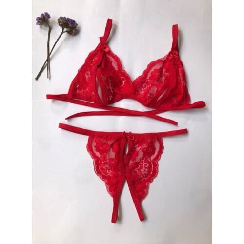 DOIAESKV Women Sexy Lingerie Set Lace Strappy Push Up Bra Set Erotic Lingerie Porno Femme Wire Free Underwear Bralette Lingerie