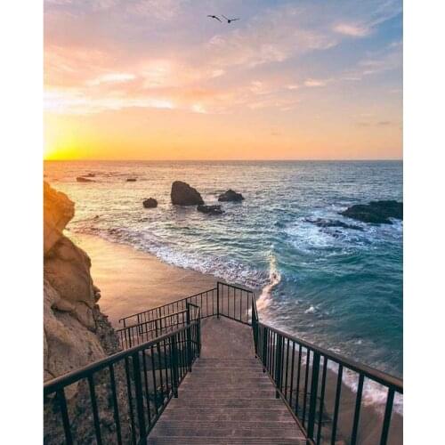 GATYZTORY 60x75cm Painting By Numbers Coastal scenery DIY Paint By Numbers For Adult Frameless Digital Painting On Canvas Unique