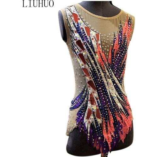 LIUHUO Unitard dance Leotards cha cha performance wear dancing Maxi Artistic Gymnastics leotards for Rhythmic