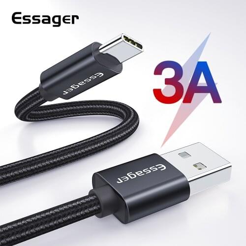 Essager USB Type C Cable 3A Fast Charging USB C Cord For Huawei Samsung S20 Xiaomi mi 10 USBC Type-C Charger Mobile Phone Cable