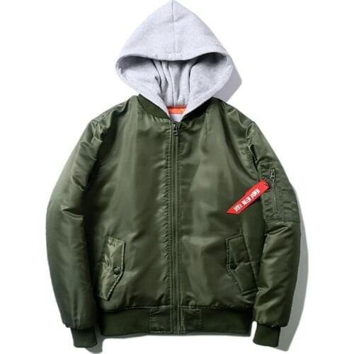 Spring Thin Detachable Hooded Ma1 Bomber Jacket Men Spring Classic MA-1 Oversize Pilot Coats Man Hip Hop Windbreaker Women 2020