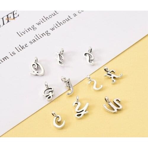 26 English Alphabet Small Alloy Pendants Tibetan Silver Accessories Bracelet Pendant Diy Jewelry Accessories