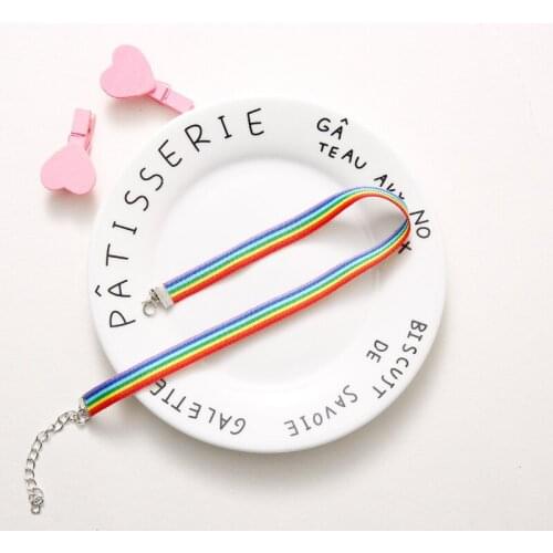Fashion Men Women Gay Pride Rainbow Choker Necklace LGBT Gay Lesbian Pride Lace Chocker Ribbon Collar Trendy Jewelry