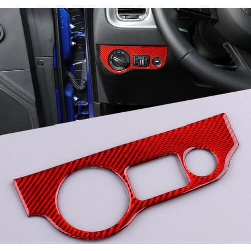 Car Headlight Switch Panel Cover Trim Sticker Red Carbon Fiber Fit For Dodge Charger Challenger 2015 2016 2017 2018 2019