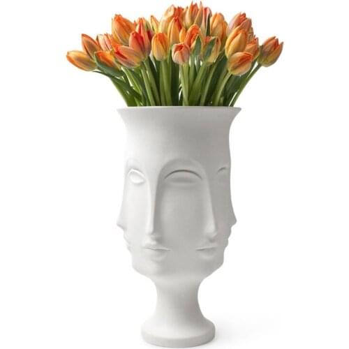 Nordic art ceramic vase creative black and white ceramic face vase decoration home decoration crafts porcelain vase decoration